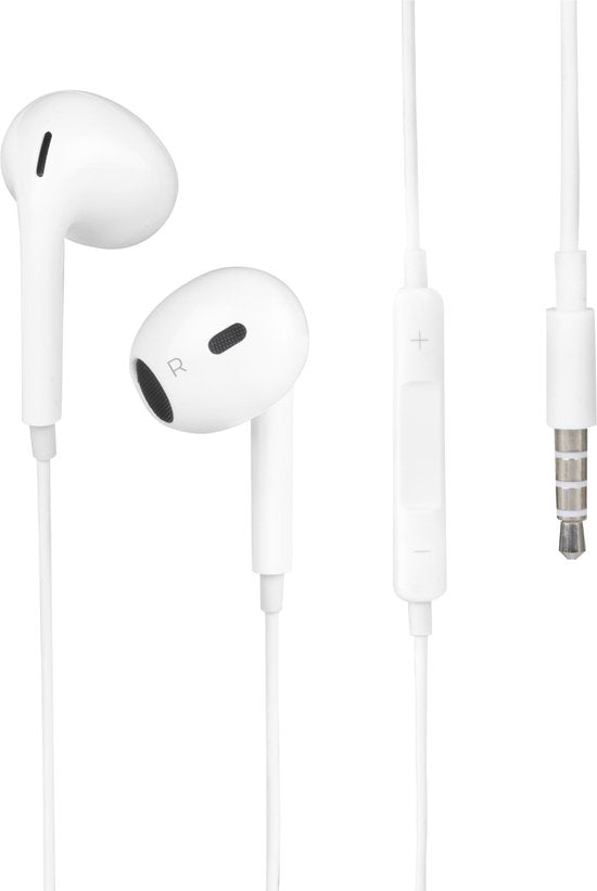 Nuvance - In-Ear Oordopjes met Draad - 3.5mm Jack - Wit Kunststof - Met Microfoon & In-Line Bediening - Helder Geluid & Comfortabele Pasvorm - Universeel Compatibel