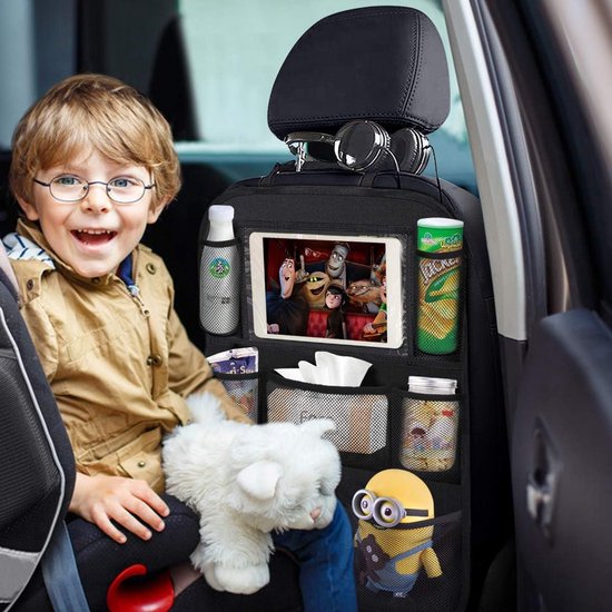 Travelhawk Auto Organizer - Autostoel Organizer voor Kinderen - Met iPadhouder - Zwart