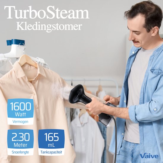 VAIVE TurboSteam Inklapbare Kledingstomer 1600W - Handstomer - Stoomapparaat Kleding - Steamer - Stomer - Kledingstomers