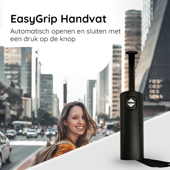 Volcan Stormparaplu Opvouwbaar - Stormparaplu's - Inklapbaar - Ø 110 cm - Windproof tot 100km p/u - Grote Paraplu - Automatisch - Zwart