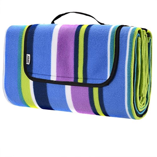 DETEX Picknickkleed 200x200cm XXL Waterdicht Geïsoleerd Opvouwbaar Strepen
