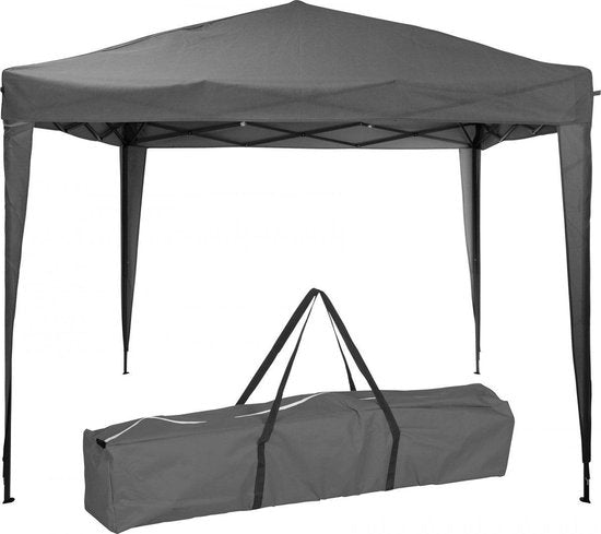 Pro Garden - Easy-Up Partytent - 300 x 300 x 245 cm - Grijs & Polyethylene - Opvouwbaar & Waterafstotend - Inclusief Draagtas - Voor Tuinfeesten & Evenementen