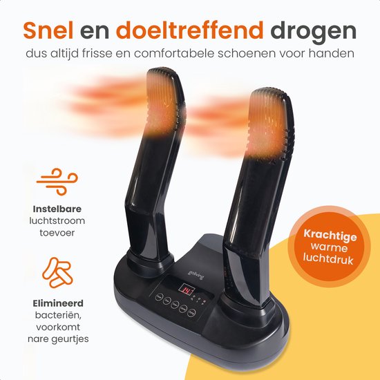 Goliving Schoenendroger Ozone - 40 x 32 cm - Schoenverfrisser - Schoendroger - Droogfunctie - Elektrisch - Zwart