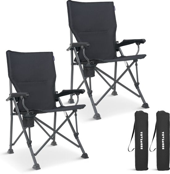 TRVLMORE Campingstoelen - Opvouwbaar - 120KG Draagvermogen - Incl. Draagtas - Klapstoel - Visstoel - Kampeerstoel - Vouwstoel - Zwart