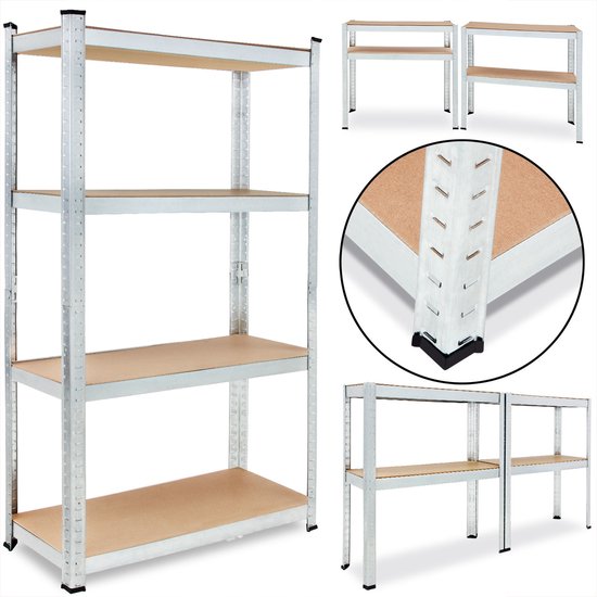 Monzana Stellingkast Metaal – incl. 4 MDF planken- tot 700kg - Zilver