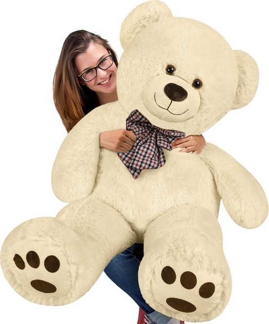 Monzana Knuffelbeer XL - 100cm Staand Pluche - Crème