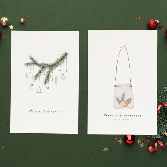 Partizzle 36x Luxe Kerstkaarten met Enveloppen Set - Nieuwjaarskaarten - 2025 Collectie / 12 Ontwerpen