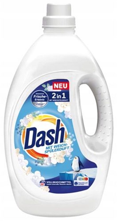 Dash 2in1 Wit Vloeibaar Wasmiddel & Wasverzachter 80 Wasbeurten