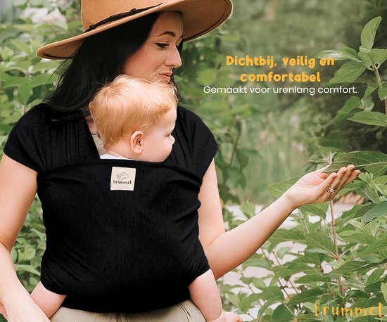 Frummel Baby Draagdoek Zwart - Draagzak - Baby Wrap - Baby carrier - Draagdoek geweven - Baby 0-36 maanden - Newborn