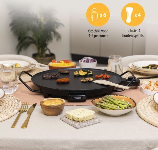Tristar Bakplaat - BP-2787 - 2000W - Gourmet, Cirkle grill Ø40cm - 4 personen - PFAS-Vrij