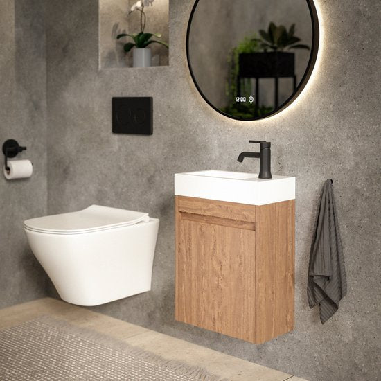 Mirlux Toiletmeubel Warm Eiken - Fonteinmeubel - Wc Meubel - Wc Kastje