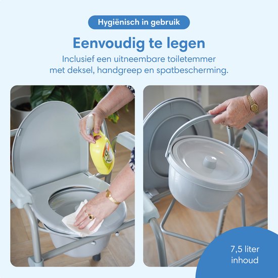Safe Life® Toiletstoel 3-in-1 – Opvouwbaar & in hoogte verstelbaar - wc verhoger & postoel met emmer – Tot 160 kg – voor Senioren & Herstel - po stoel - wc stoel