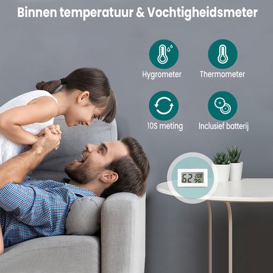 Ease Electronicz Hygrometer - Weerstation - Luchtvochtigheidsmeter - Thermometer Voor Binnen - Incl. Batterijen
