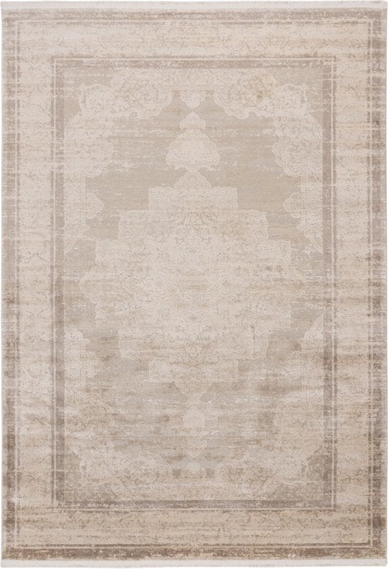 Lalee Diamond hoogwaardig vloerkleed - 2.000.000 punten m2 viscose acryl - superzacht exclusief tapijt - korte franjes - 200x290 cm - beige