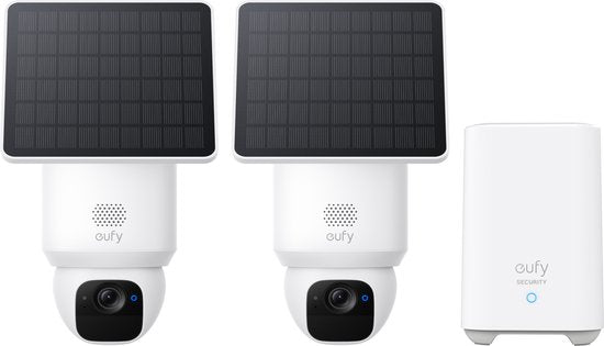 eufy Security SoloCam E30 2-Cam Kit met HomeBase 2, Outdoorcam set– 2K HD-resolutie – 360° Pan & 70° Tilt – AI Auto Lock en Tracking – Zonne-energie met SolarPlus™ Technologie – Geen Abonnementskosten – Draadloze Beveiligingscamera