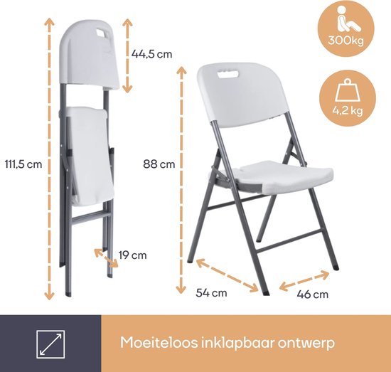 Perel Witte klapstoel voor binnen en buiten kunststof