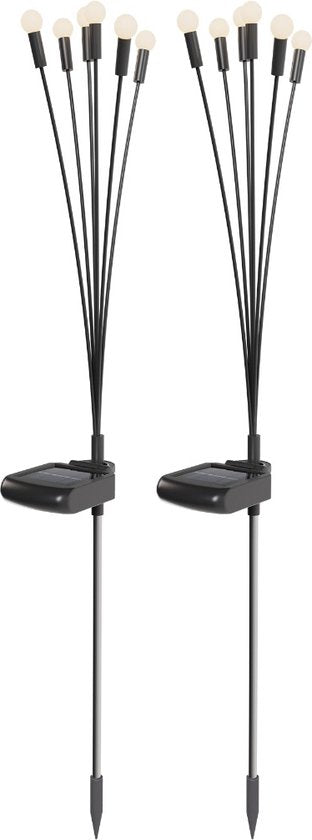 Sinji Firefly LED lampen - Tuinverlichting op zonne-energie, Solar Sfeerlampen, Water & Stofdicht, Geschik voor buiten, 2 Stuks, Zwart