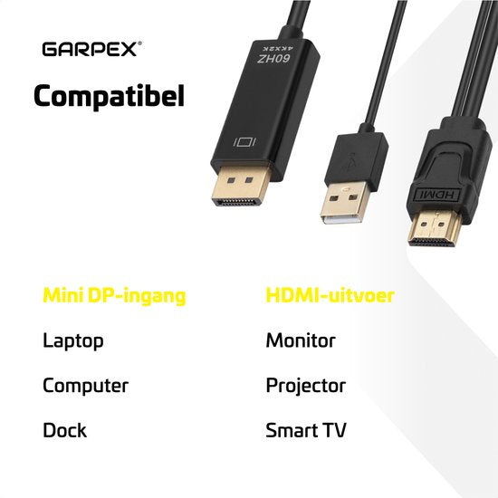 Garpex® HDMI naar DisplayPort Kabel – 4K Ultra HD 60Hz – 1.8 meter