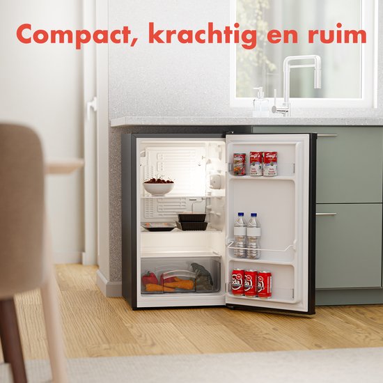 KitchenBrothers Tafelmodel Koelkast – 88L – Vrijstaand – Zwart – Compacte Mini Frigo met Verstelbare Planken