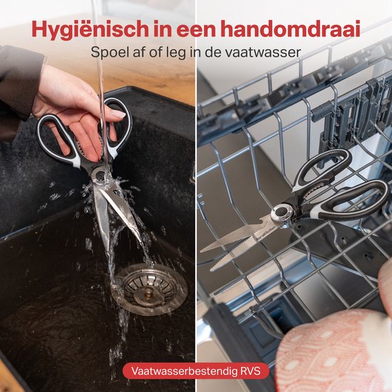 AoraKitchen Keukenschaar - Vleesschaar - RVS - Huishoudschaar - Wildschaar - Rechts & Linkshandige Schaar - Vaatwasserbestendig