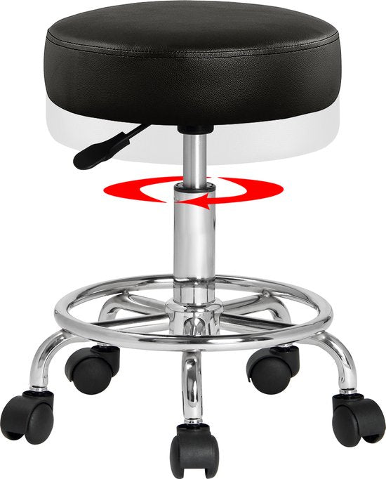 Rolkruk - Hoogte Verstelbaar 360°C Draaibaar - 51-65cm Zithoogte Zwart