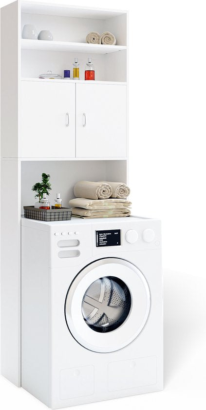 Casaria Wasmachine Kastje - 2 deuren 185x63x20cm - wit