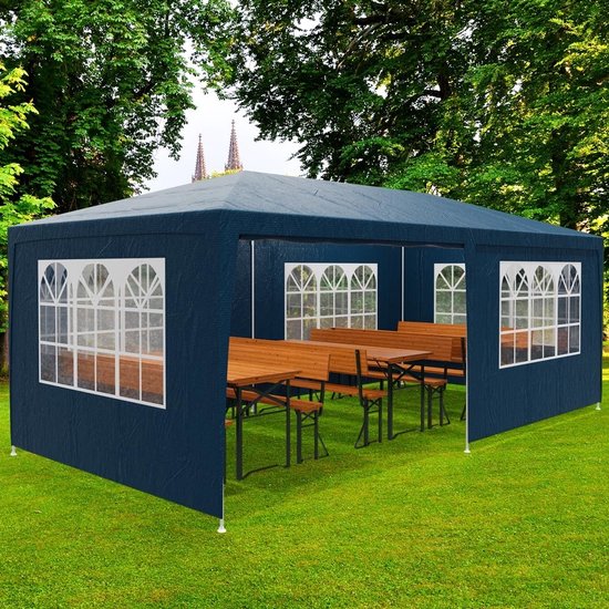 Casaria Partytent - Paviljoen - 6 Zijwanden - Waterdicht - 300 x 600 cm - Blauw