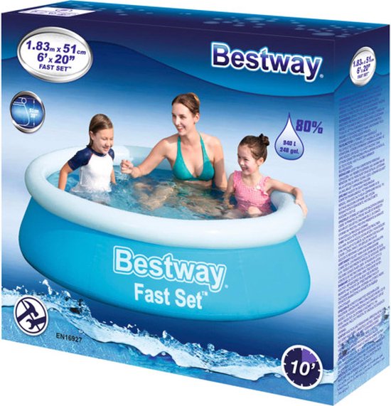 Bestway Kinderzwembad - Ø 183 cm - Model 57392 - Opblaasbare Rand