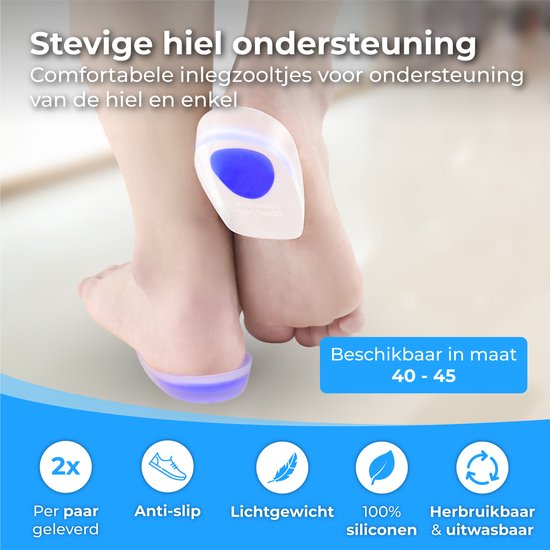 Nuvance - Hielspoor Zooltjes - Hielbeschermers - Inlegzolen - Hielspoor - 2 Stuks voor Maat 40-45 - Blauw