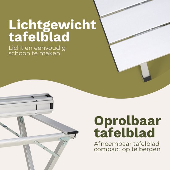 TRVLMORE Campingtafel - 80x58x71 cm - Lichtgewicht met Aluminium Frame - Vouwtafel Verstelbaar - Kampeertafel - Klaptafel - Zilver