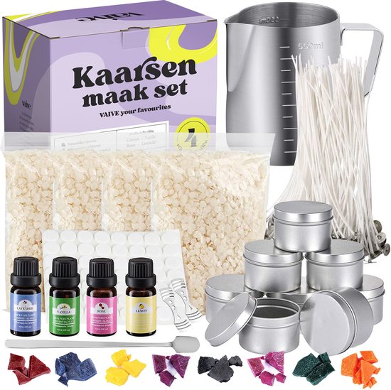 VAIVE DIY Kaarsen Maken Set - Kaarsenhouder - Geurkaars - Kaars - Voor Volwassenen & Kinderen