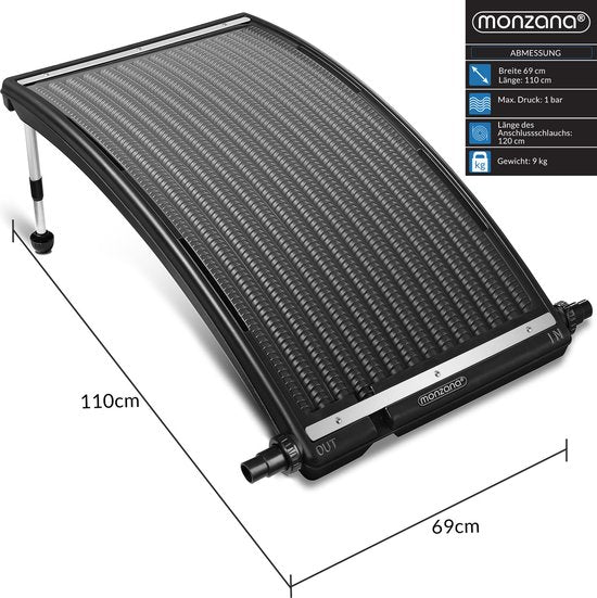 Monzana Zwembadverwarming Solar - 10000 L/h - 32&38mm – Verstelbaar