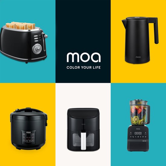MOA Waterkoker met Temperatuurregeling - 1,7 Liter - Dubbelwandig - Warmhoudfunctie - Elektrische Waterkoker - 2200W - Zwart