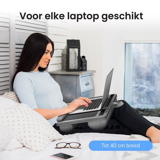 Laptop kussen - Schoot tafel - Verstelbaar - Standaard voor Thuiswerken - Bedtafel - Laptray en Tabletstandaard - Met telefoon standaaard