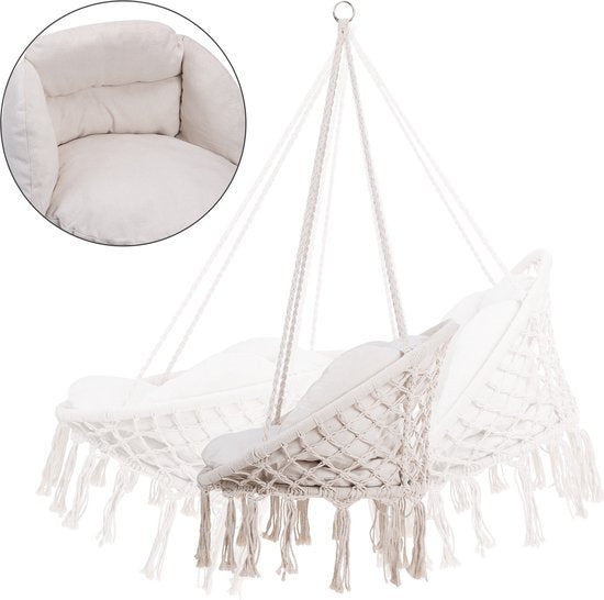 Detex Hangstoel 2 Kussens - Belastbaar tot 150kg 80x60x140cm - Crème