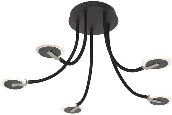Plafondlamp Turound 3375ZW – Zwarte design lamp met glas, 91,5 cm, draaibaar en kantelbaar, Steinhauer, LED, dimbaar, 5000 lumen