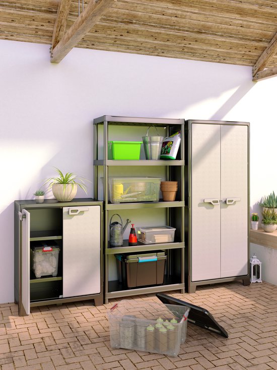 Keter Titan Hoge Kast - 4 Planken - 80x44x182cm - Zwart/Grijs