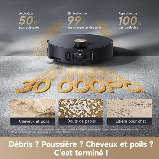 Dreame Aqua 10 Ultra Roller Complete Black – Robotstofzuiger met dweilfunctie – 30.000Pa Zuigkracht – AquaRoll™ & ThermoHub™ 100°C zelfreiniging – Tapijtveilig & slim Omnesight™ 2.0 navigatie – Voor harde vloeren & drempels