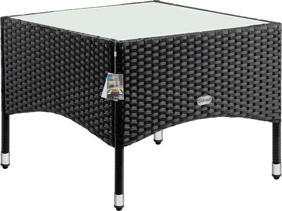 CASARIA Polyrattan Bijzettafel - Buiten 58x58x45cm - Zwart
