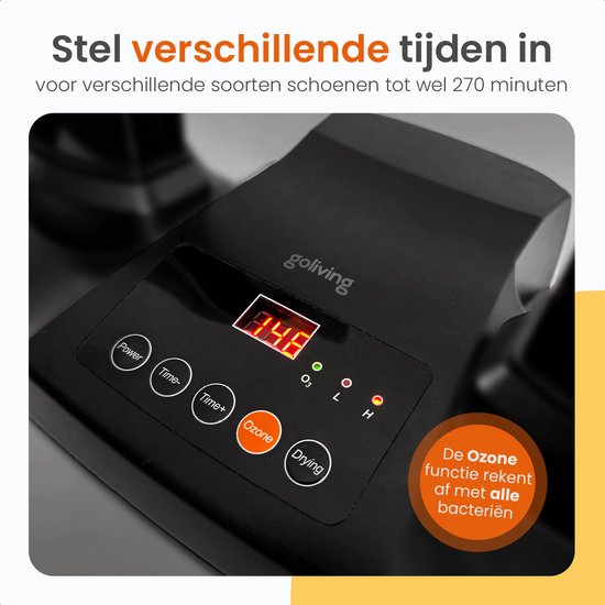 Goliving Schoenendroger Ozone - 40 x 32 cm - Schoenverfrisser - Schoendroger - Droogfunctie - Elektrisch - Zwart