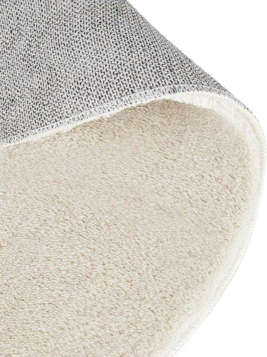 tectake® Kortpolig Vloerkleed - Rond - Ø120 cm - Creme - 1630 g/m² Poolgewicht - Tapijt voor Woonkamer, Slaapkamer, Eetkamer - Onderhoudsvriendelijk en Wasbaar - Antislip Ondertapijt - Allergievriendelijk - Diverse maten en kleuren