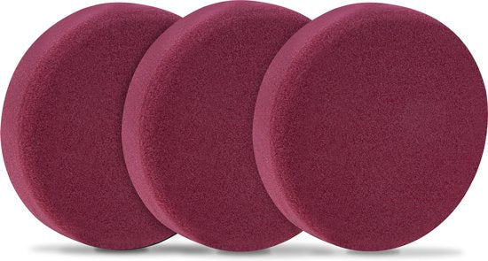 VONROC Polijstschijven/Polijst pads schuim voor polijstmachines – 125mm, 3 stuks - Rood