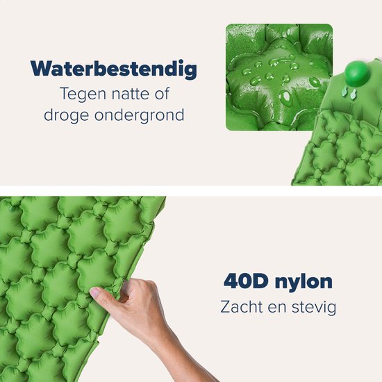 TRVLMORE Slaapmat - Zelfopblazend - 1 Persoons - Ingebouwde Pomp en Kussen - Groen