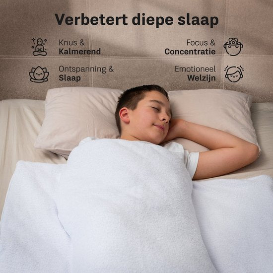 CozySense® Verzwaringsdeken Kind 2,4 kg - Weighted Blanket - Zwaartedeken met GLASS-Flow® Drukverdeling - Wasbare Hoes - Hypoallergeen - Wit