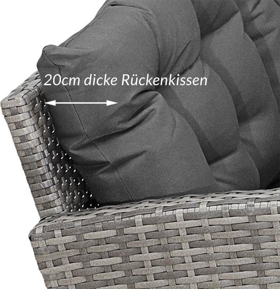 Casaria Loungeset - 6 Personen Eettafel Polyrottan – Grijs