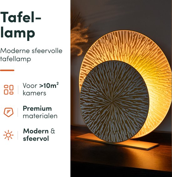 Nolt tafellamp - tafellamp slaapkamer - E27 Lamp woonkamer - Industrieel - ⌀ 40cm - Goud