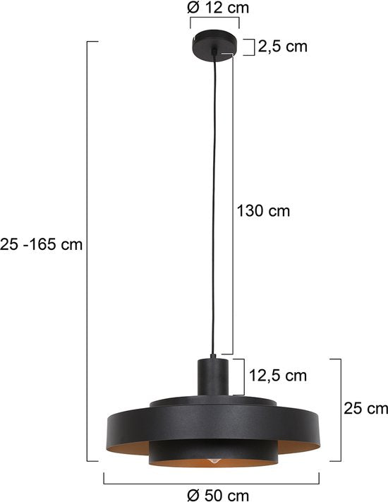 Anne Lighting - hanglamp - Flinter - bruin - metaal - Ø 50cm - E27 - 3329E