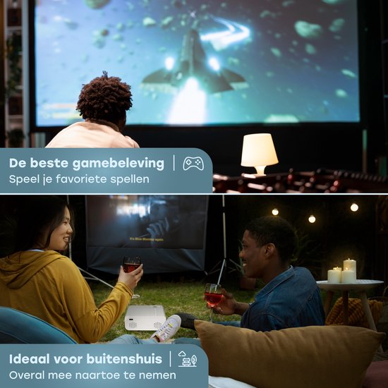 Audyn Beamer - Full Hd 1080P - Draagbare Mini Beamer - Draadloze Projector - Wifi en Bluetooth - Beamers - Hdmi, Usb en Aux - Wit