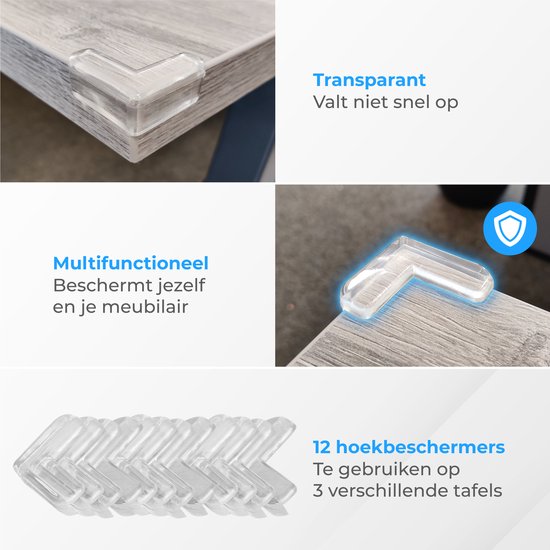 Nuvance - Hoekbeschermers Baby - 12 stuks - Hoekbeschermer met Sterke Stootrand - Hoekbeschermers voor Tafel - Tafelhoek beschermers voor Kinderen - Hoekbescherming - Transparant