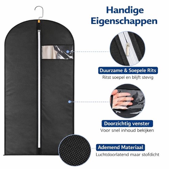 Ceruzo Kledinghoezen 5 Stuks – 60x140 cm – Beschermhoes – Venster- Zwart